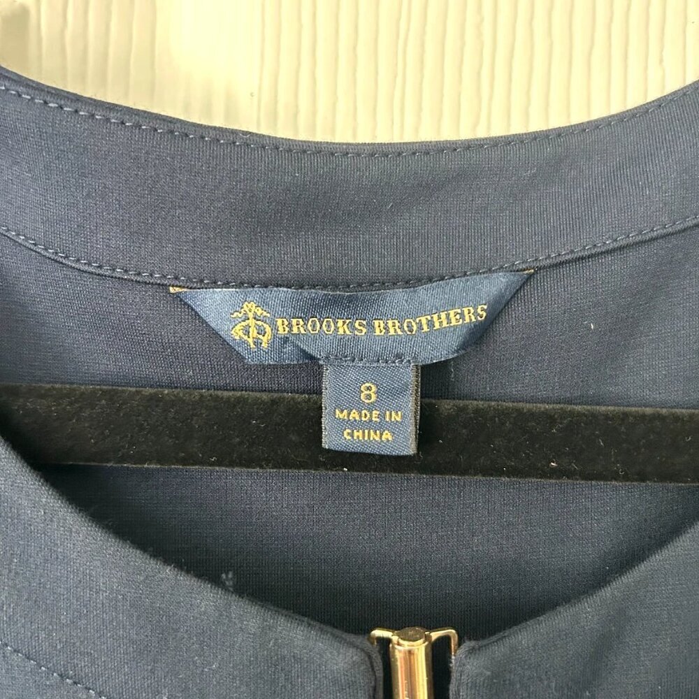 Brooks Brothers Women’s 8 Navy Belted Keyhole Ponte Sheath Dress Short Sleeve - Picture 6 of 10